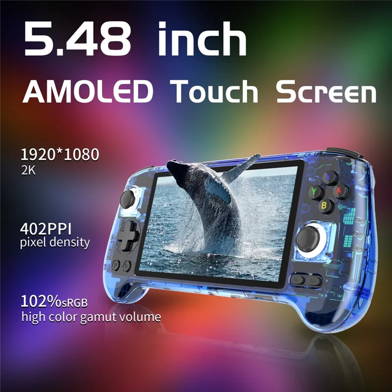 ANBERNIC RG556 Handheld Game Console 128GB+128GB Retro Video Player Android 13 System (English Version) - Transparent Blue