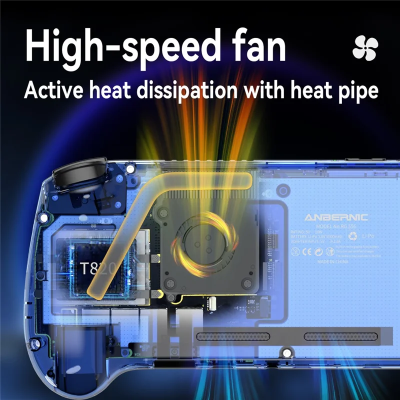 ANBERNIC RG556 Handheld Game Console 128GB+128GB Retro Video Player Android 13 System (English Version) - Transparent Blue