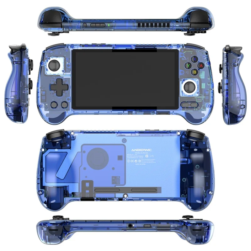 Console de Jogo Portátil Retro ANBERNIC RG556 com Jogos 128GB+256GB Tela AMOLED de 5,48 polegadas (Versão em Inglês) - Azul Transparente