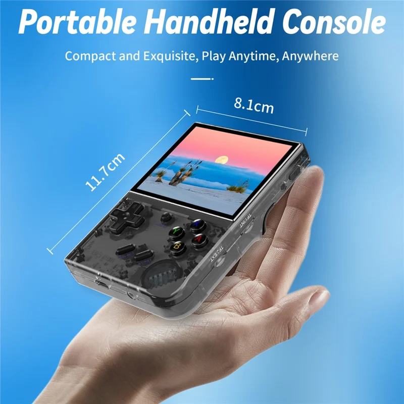 ANBERNIC RG35XX Plus Mini Handheld Game Console 64G+128G, 10000 Games (English Version) - Transparent Black