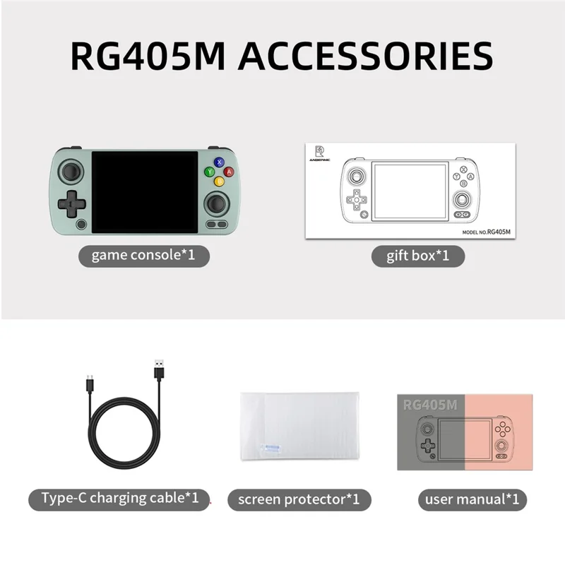 ANBERNIC RG405M Metall-Handheld-Spielekonsole 128 GB + 256 GB Android 12 (englische Version) - Grau