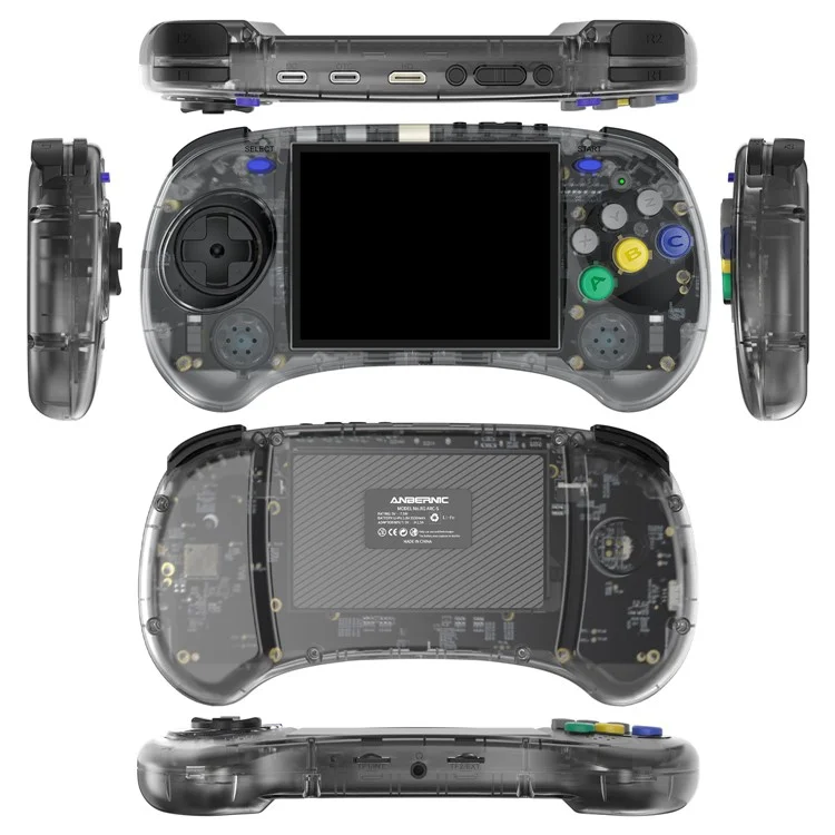 ANBERNIC RG ARC-S Handheld Game Console 128 Go 6 boutons Design Game Players (Version anglaise) - Noir transparent