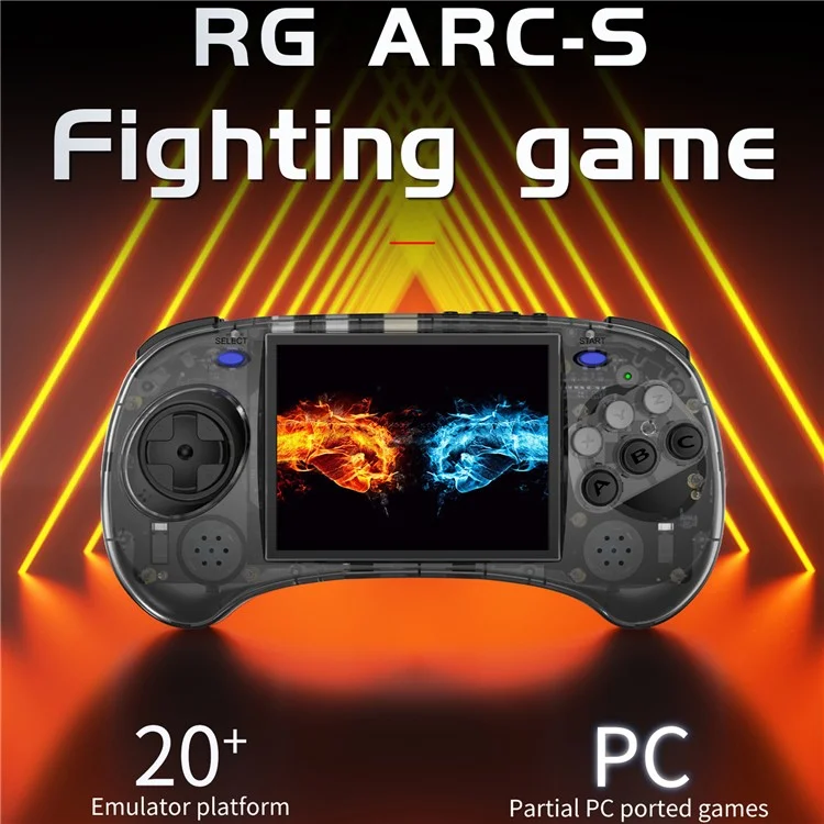 ANBERNIC RG ARC-S Handheld Game Console 128 Go 6 boutons Design Game Players (Version anglaise) - Noir transparent