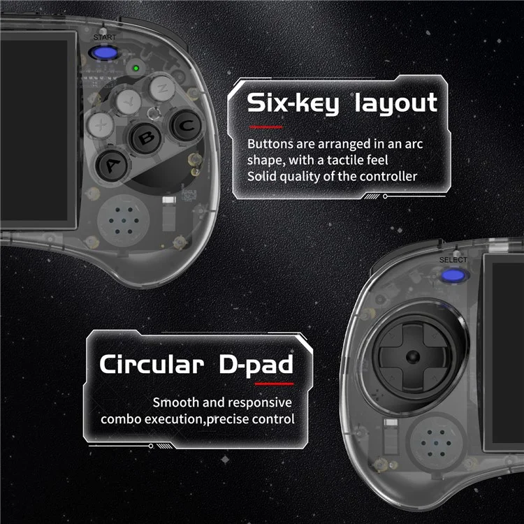 ANBERNIC RG ARC-S Handheld Game Console 128 Go 6 boutons Design Game Players (Version anglaise) - Noir transparent