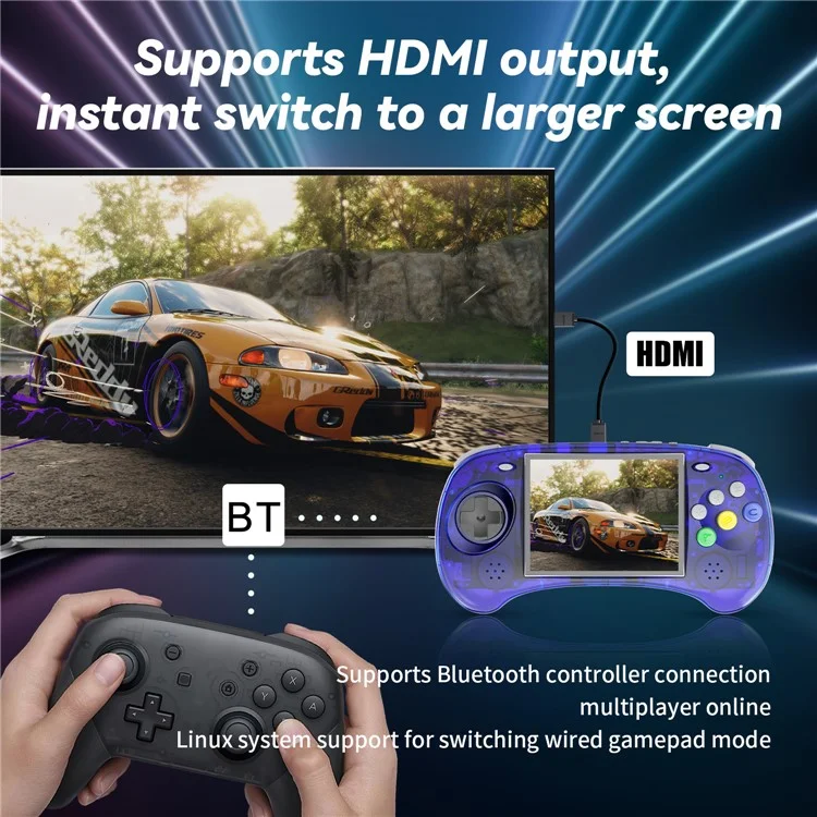 ANBERNIC RG ARC-S Handheld Game Console 128GB 6-Button Design Game Players (English Version) - Transparent Blue