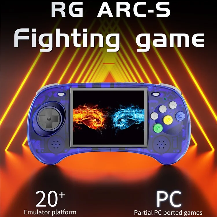 ANBERNIC RG ARC-S Handheld Game Console 128GB 6-Button Design Game Players (English Version) - Transparent Blue