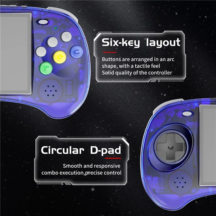 ANBERNIC RG ARC-S Handheld Game Console 128GB 6-Button Design Game Players (English Version) - Transparent Blue