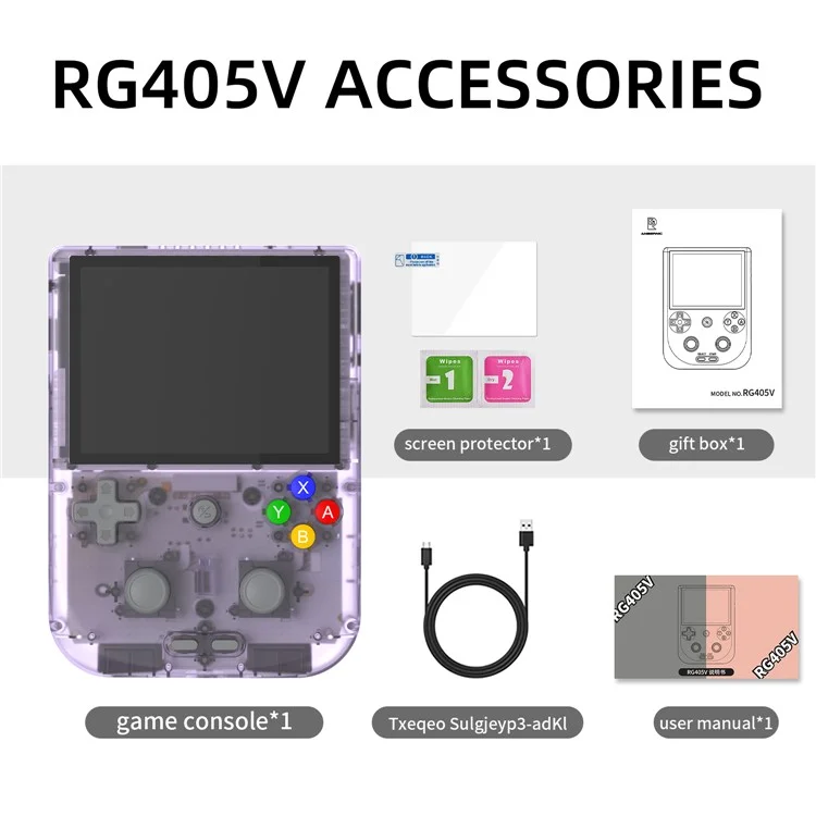 ANBERNIC RG405V Video Handheld Game Console 4GB+128G 4-inch IPS HD Touch Screen (English Version) - Transparent Purple