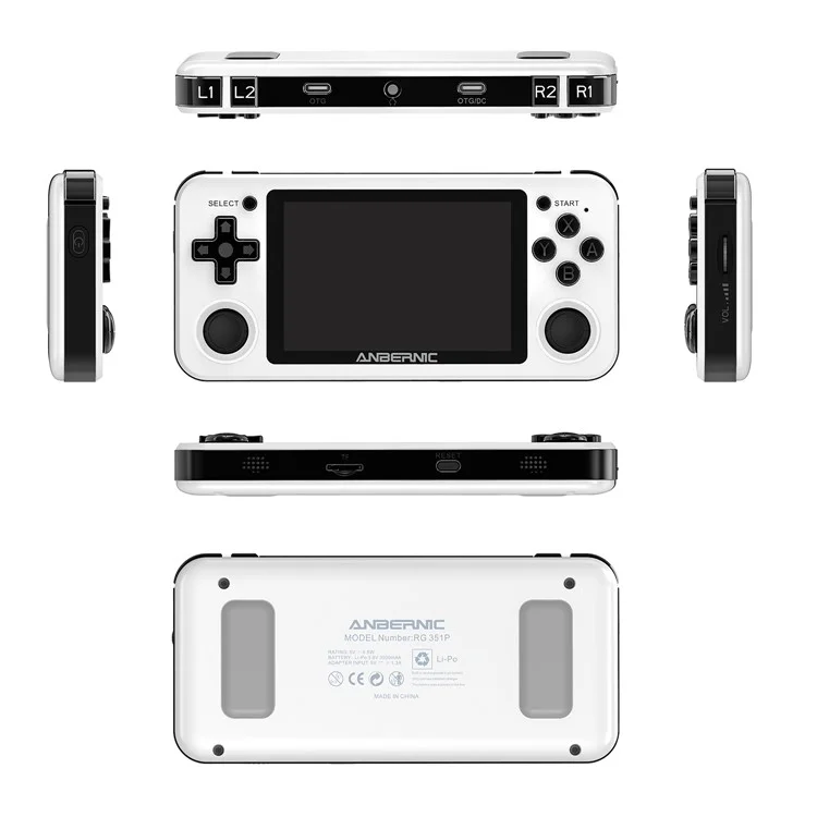 ANBERNIC RG351P 64GB 3.5 Pollici Schermo IPS Console di Gioco Portatile Integrata 5000 Giochi, Versione in Inglese - Bianco