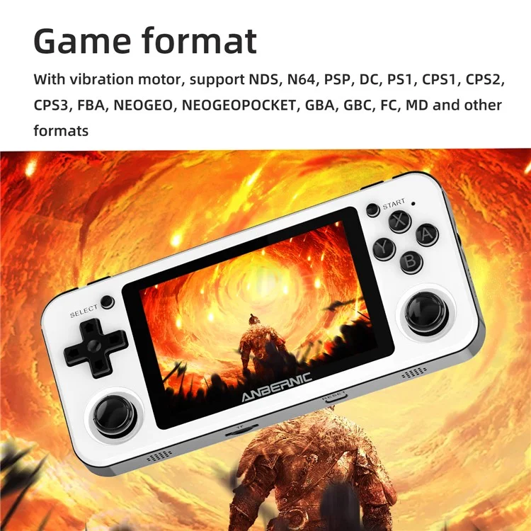 ANBERNIC RG351P 64GB 3.5 Pollici Schermo IPS Console di Gioco Portatile Integrata 5000 Giochi, Versione in Inglese - Bianco