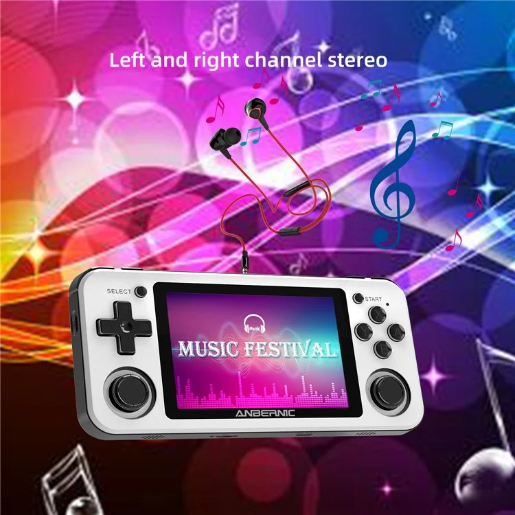 ANBERNIC RG351P 64GB 3.5 Pollici Schermo IPS Console di Gioco Portatile Integrata 5000 Giochi, Versione in Inglese - Bianco