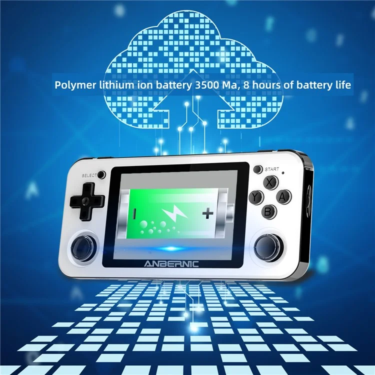 ANBERNIC RG351P 64GB 3.5 Pollici Schermo IPS Console di Gioco Portatile Integrata 5000 Giochi, Versione in Inglese - Bianco
