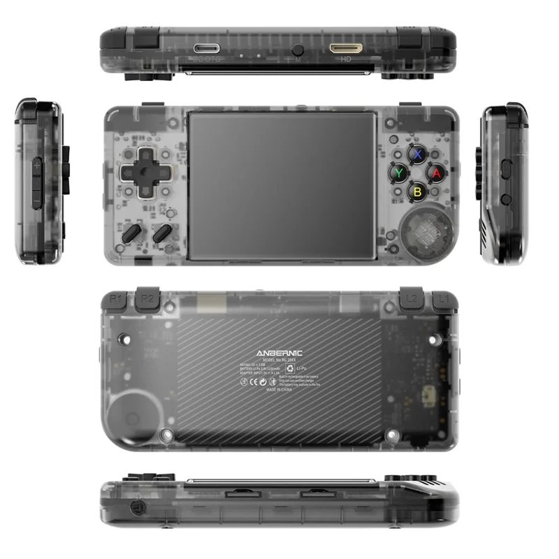 ANBERNIC RG28XX Classic Video Game Console 2.83-inch IPS Screen Pocket Gamepad, with 64G TF Card - Transparent Black