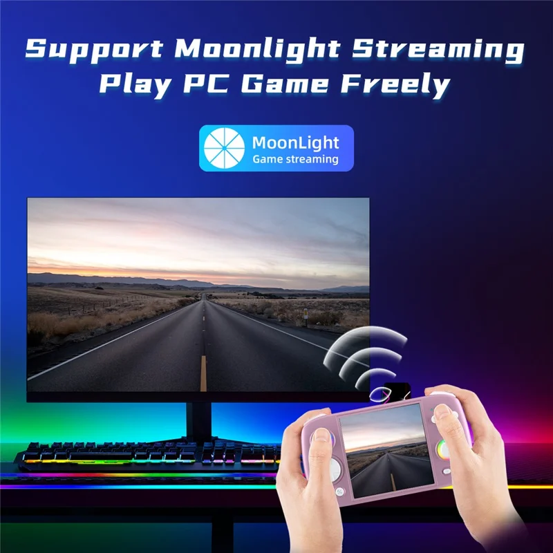 ANBERNIC RG Cube 3,95 inch IPS-scherm Draagbare Handheld Gameconsole, met 128 TF-kaart - Paars