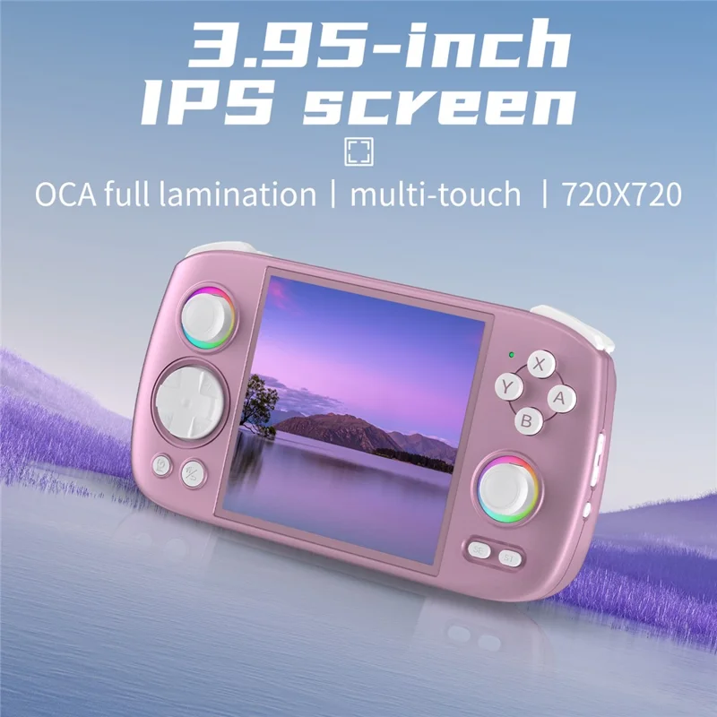 ANBERNIC RG Cube 3,95 inch IPS-scherm Draagbare Handheld Gameconsole, met 128 TF-kaart - Paars