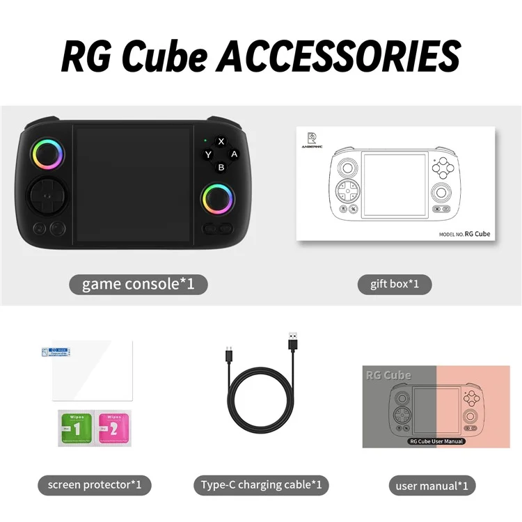 ANBERNIC RG Cube Wireless Gamepad 3.95-inch IPS Screen Handheld Gaming Console, without TF Card - Black