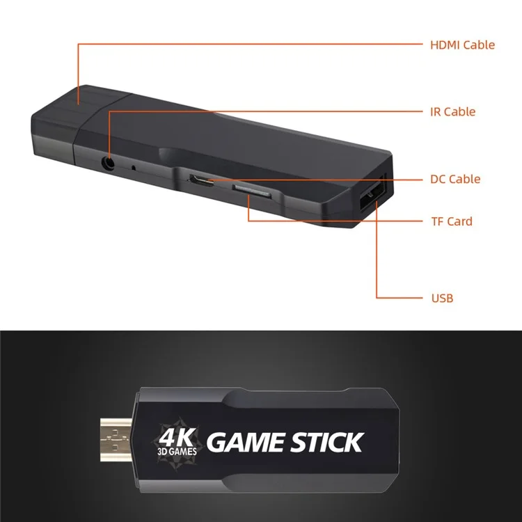 AMPOWN GD10 32G Memory HD Game Stick Wireless Gamepad Double Game Console, Versione inglese