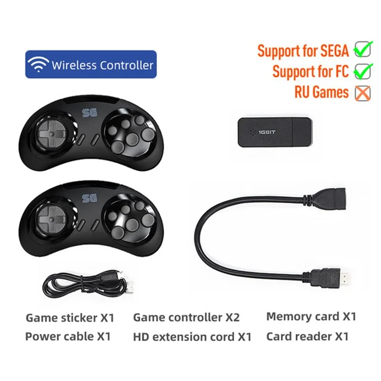 DATA FROG Y2 SG HD TV Videospielkonsole Doppelter kabelloser Gamepad, 4G Speicherkarte / 1900 Spiele