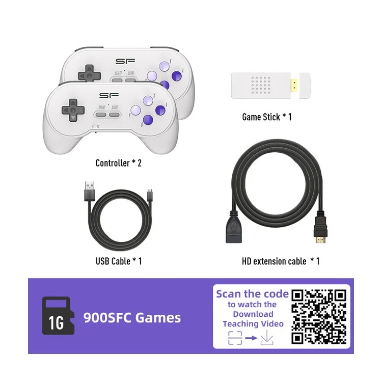 DATA FROG Y2 SF TV HD Video Game Stick con 900 giochi integrati e 2 controller wireless