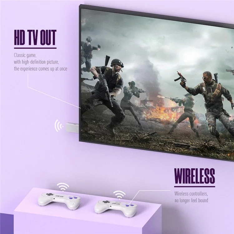 DATA FROG Y2 SF HD-kompatibles Game Stick SFC / FC Gamepads Dual Wireless Controller, 3000+ Spiele