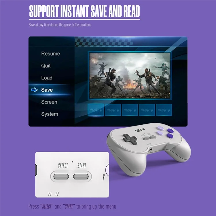 DATA FROG Y2 SF HD-kompatibles Game Stick SFC / FC Gamepads Dual Wireless Controller, 3000+ Spiele