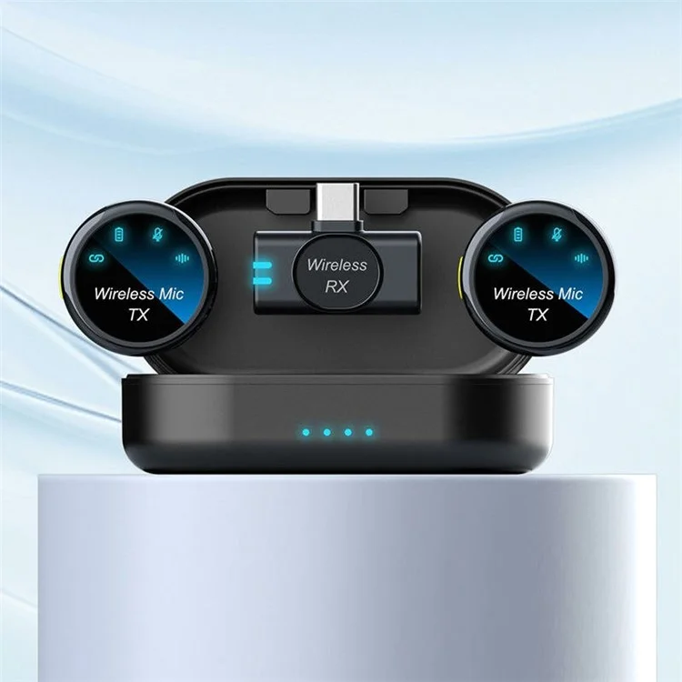 S3 1 Pair 2.4G Wireless Clip-On Microphone with 1 Type-C Receiver for Outdoor Live Broadcasting - Black
