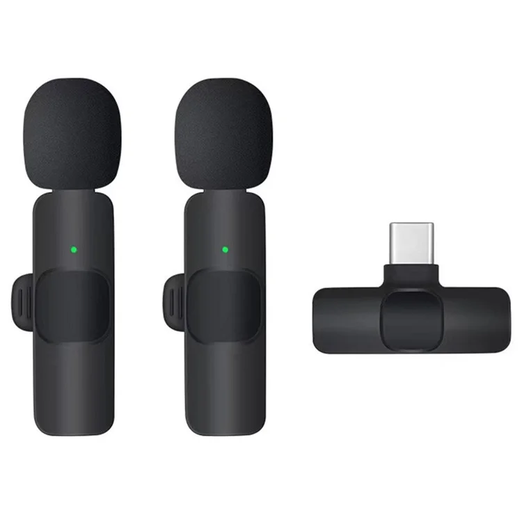 Micrófono inalámbrico de solapa K1 Live Broadcast con reducción de ruido 2, con receptor de tipo C