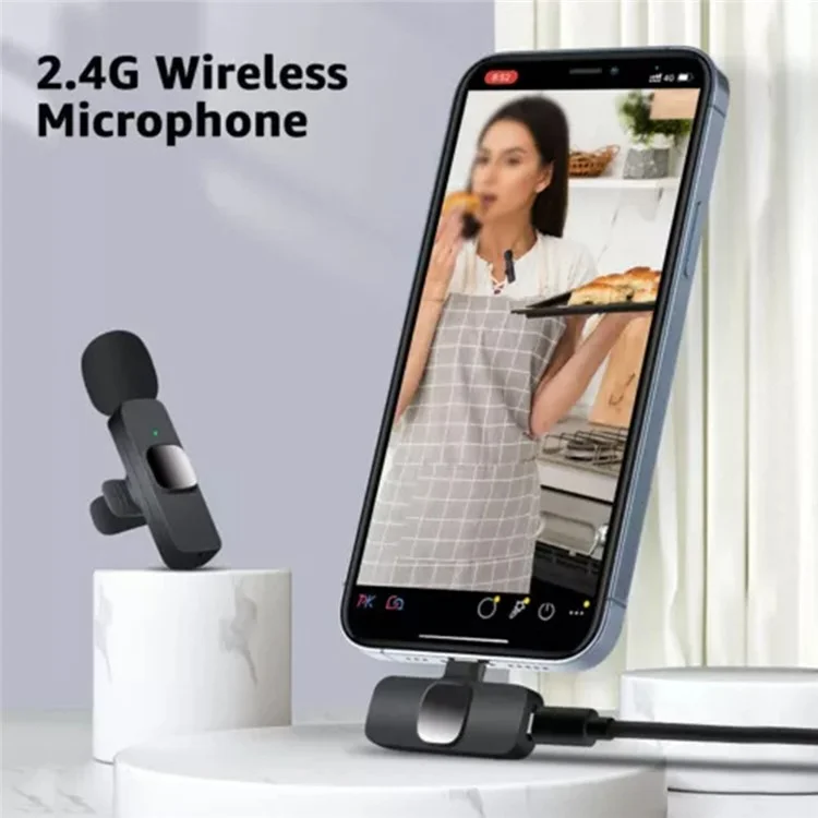 Micrófono inalámbrico de solapa K1 Live Broadcast con reducción de ruido 2, con receptor de tipo C
