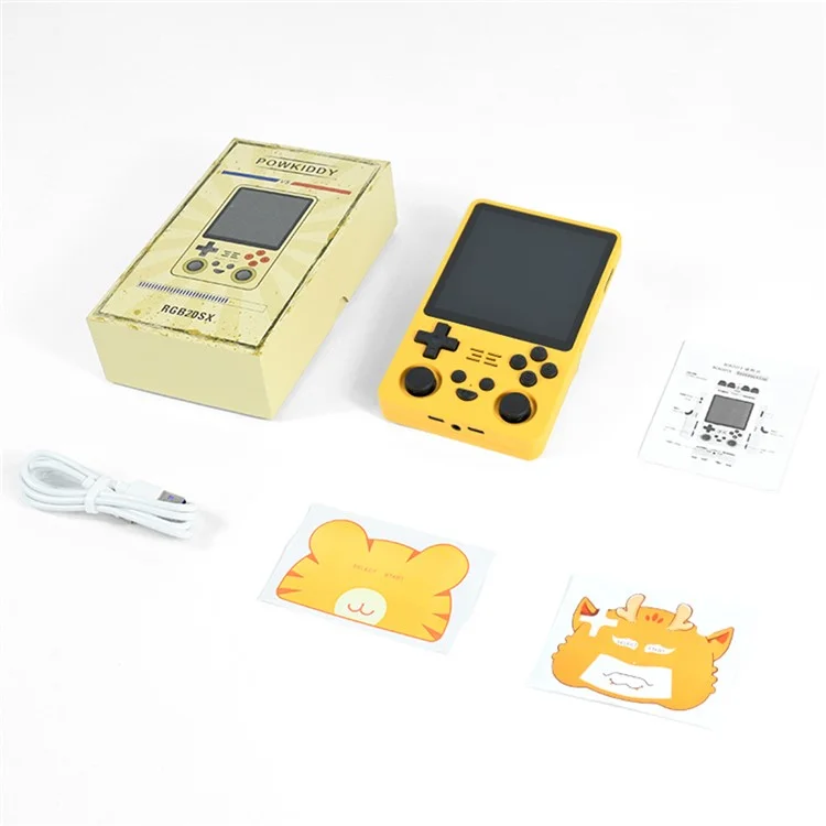 POWKIDDY RGB20SX Console de jeu portable à écran de 4 pouces (16+128G) - Jaune