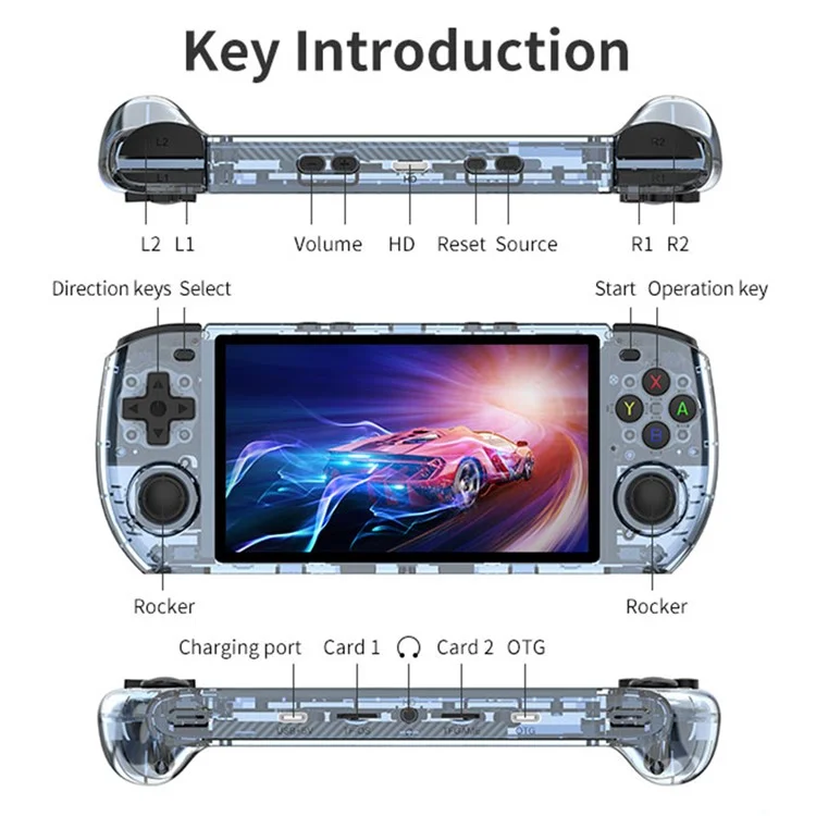 POWKIDDY RGB10 MAX3 Retro Handheld Game Console Open Source 5.0-inch Screen Gaming Console, No TF Card - Yellow