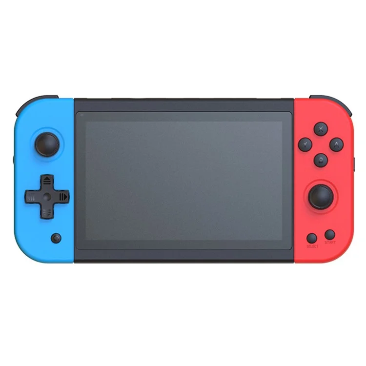 Consola de juegos portátil POWKIDDY x51 con pantalla IPS de 5 pulgadas, consola de juegos arcade retro, tarjeta de memoria de 64 GB - Rojo+Azul