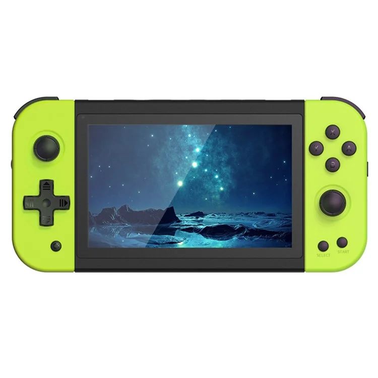 POWKIDDY x51 Handheld Game Console 5-inch IPS Screen Retro Arcade Gaming Console, 64G Memory Card - Fluorescent Yellow