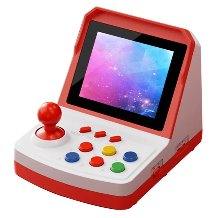POWKIDDY A6Plus unterstützt 2 Spieler Retro-Videospielkonsole 3,5-Zoll-Bildschirm-Spielekonsole mit 2 Controllern - Rot