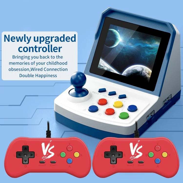 POWKIDDY A6Plus unterstützt 2 Spieler Retro-Videospielkonsole 3,5-Zoll-Bildschirm-Spielekonsole mit 2 Controllern - Rot