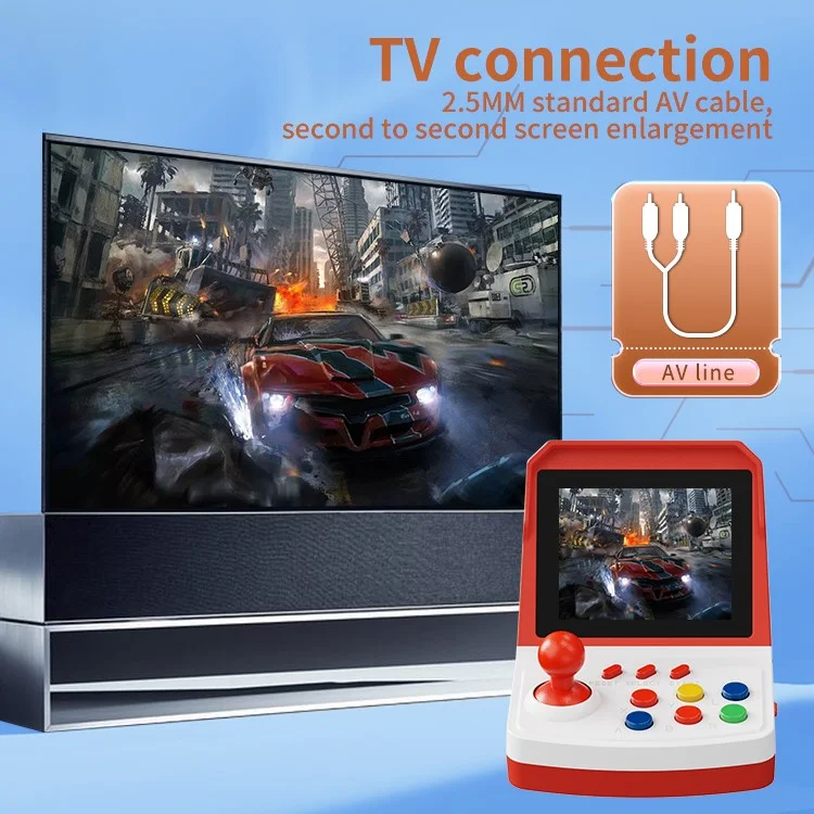POWKIDDY A6Plus unterstützt 2 Spieler Retro-Videospielkonsole 3,5-Zoll-Bildschirm-Spielekonsole mit 2 Controllern - Rot
