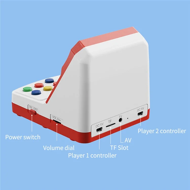 POWKIDDY A6Plus unterstützt 2 Spieler Retro-Videospielkonsole 3,5-Zoll-Bildschirm-Spielekonsole mit 2 Controllern - Rot