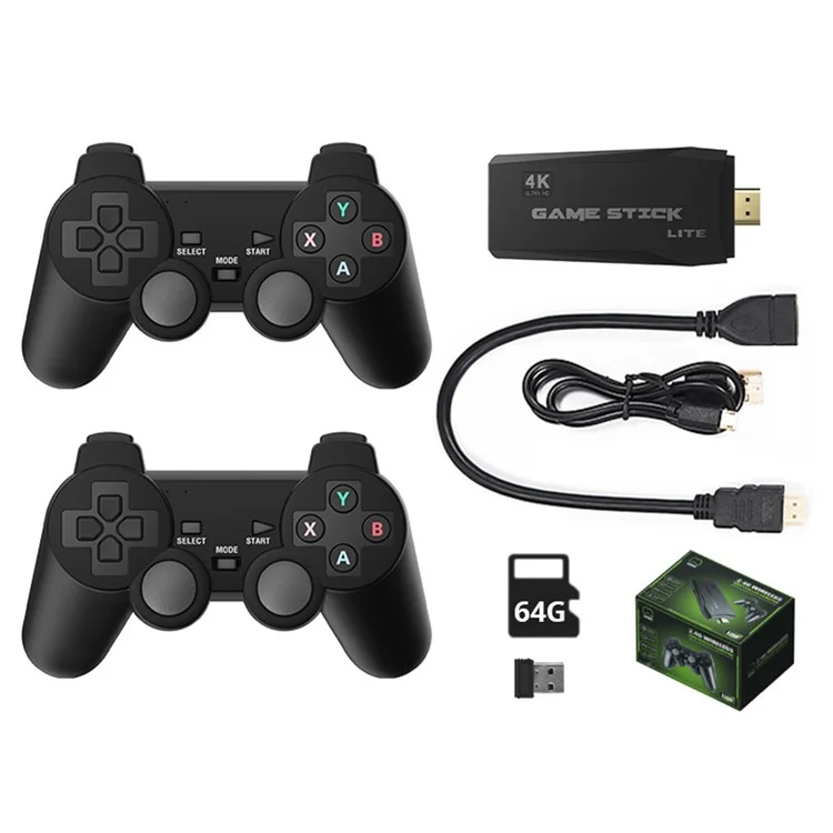 DATA FROG Y3 Lite Game Stick HD TV Gaming Console with 2 Wireless Gamepad, 64G Memory Card / 20000 Games