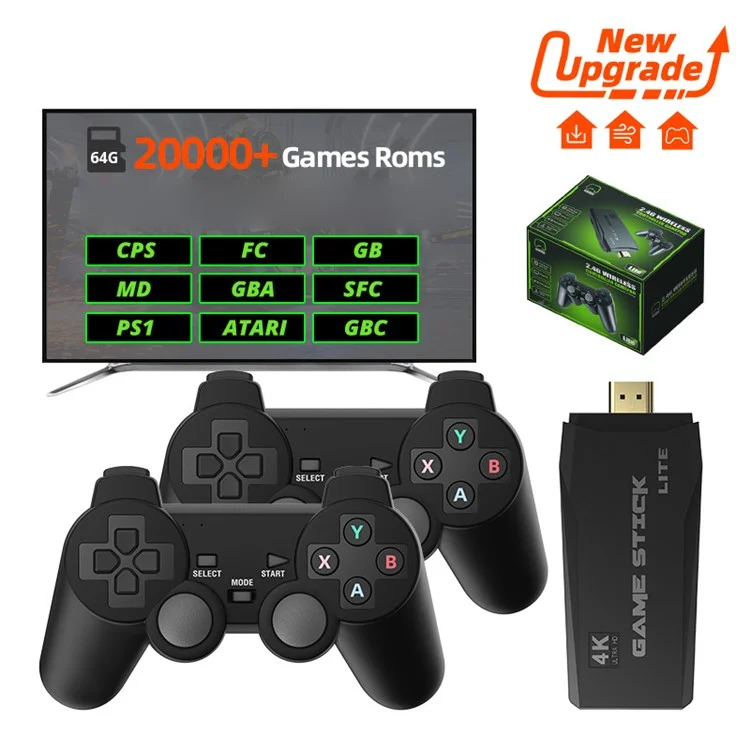 DATA FROG Y3 Lite Game Stick HD TV Gaming Console with 2 Wireless Gamepad, 64G Memory Card / 20000 Games