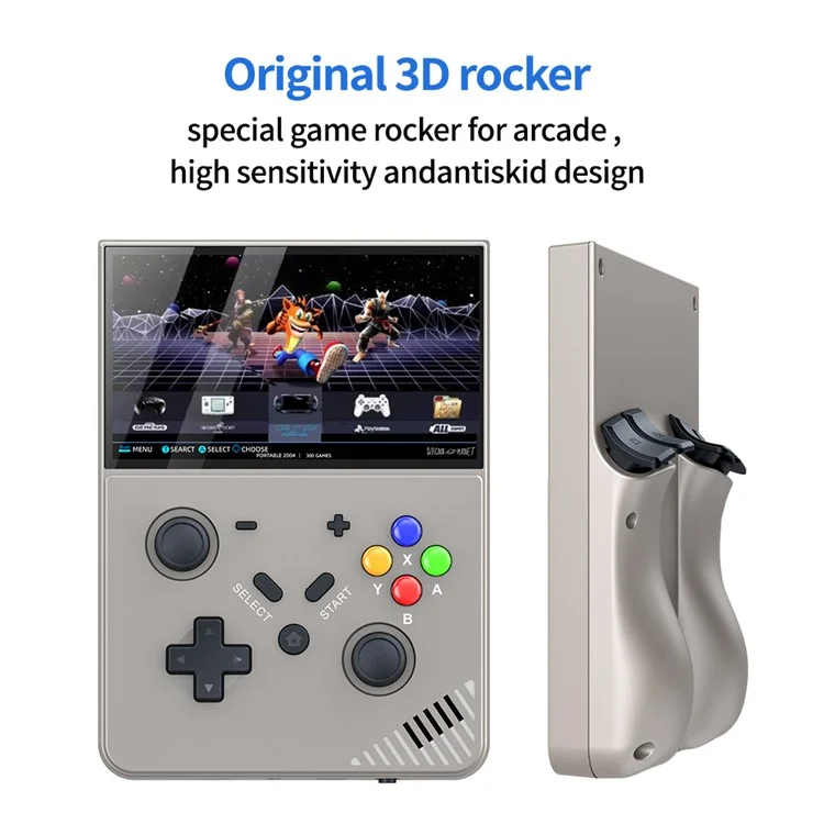 R43pro Built-In 20000 Games 4.3 Inch HD Screen 3D Rocker Handheld Arcade Game Console, with 64G TF Card - Grey