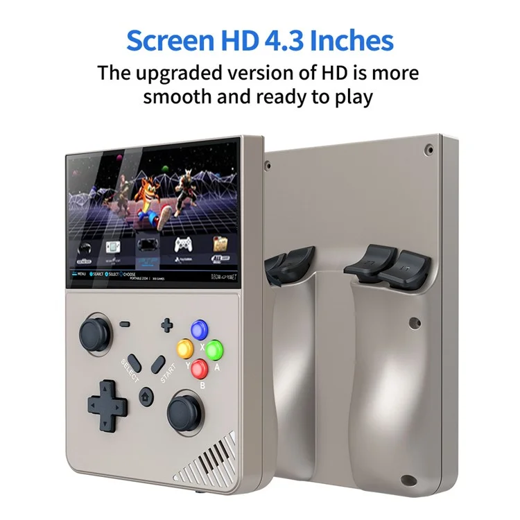R43pro Встроенный 30000 игр 4,3-дюймовый HD-экран 3D-качалка Портативная игровая консоль, с 128G TF-картой - серый