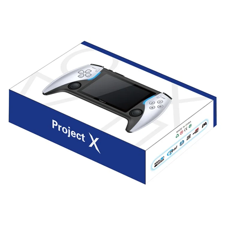 PROJECT X Handheld Retro Game Console 4,3-Zoll-IPS-Bildschirm Unterstützt Dualspieler-Kampf mit Dual-Controllern