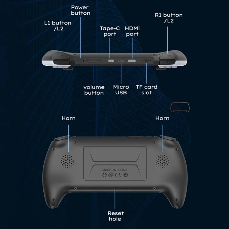 PROJECT X Handheld Retro Game Console 4,3-Zoll-IPS-Bildschirm Unterstützt Dualspieler-Kampf mit Dual-Controllern