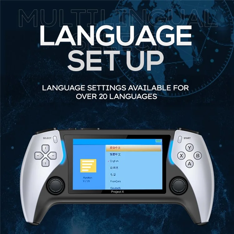 PROJECT X Handheld Retro Game Console 4,3-Zoll-IPS-Bildschirm Unterstützt Dualspieler-Kampf mit Dual-Controllern