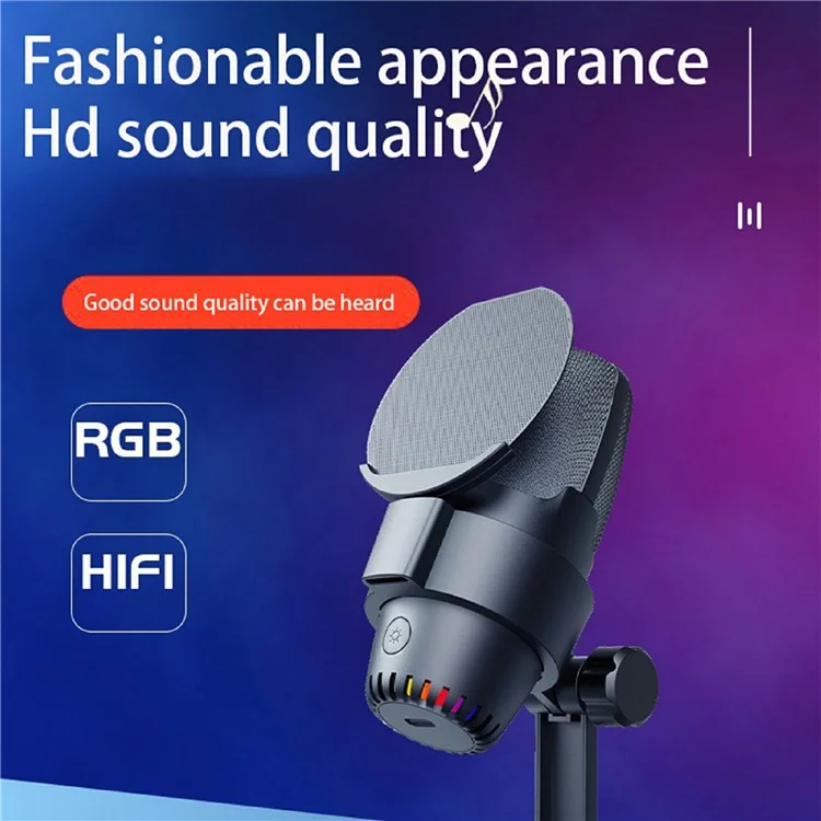 ME9 Plug and Play USB Microphone ENC Noise Reduction Desktop Mic with RGB Light - White