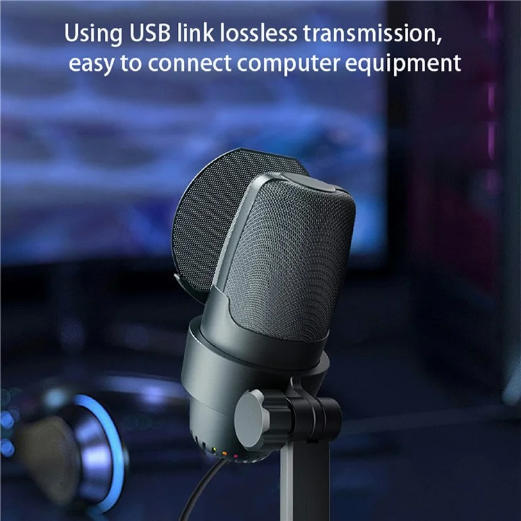 ME9 Plug and Play USB Microphone ENC Noise Reduction Desktop Mic with RGB Light - White
