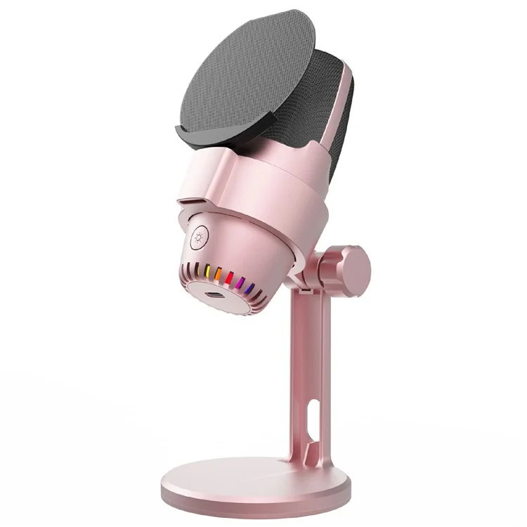 ME9 -plug -and -play -usb -mikrofon -enc -rausch -reduktion Desktop -mikrofon Mit RGB -licht - Rosa