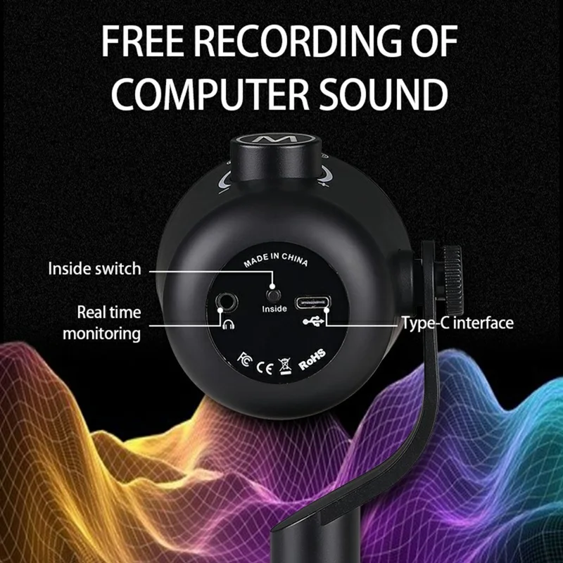 PDO-20 USB Gaming Microphone Noise Cancellation Condenser Mic for Live Streaming, Recording, PC - White