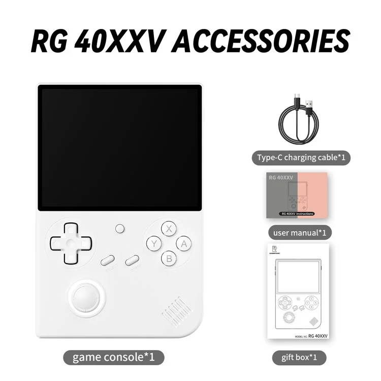 ANBERNIC RG40XXV 4.0-inch IPS Screen WiFi Bluetooth-Compatible Retro Video Game Console with 64G TF Card - White
