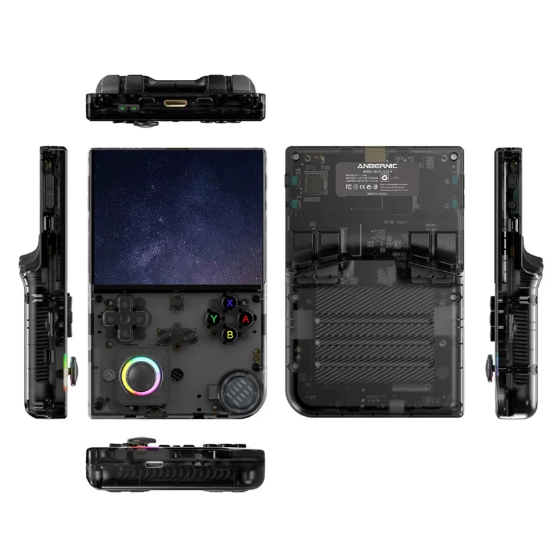 ANBERNIC RG40XXV 4.0-inch IPS Screen WiFi + Bluetooth Retro Video Game Console, with 128G TF Card - Transparent Black