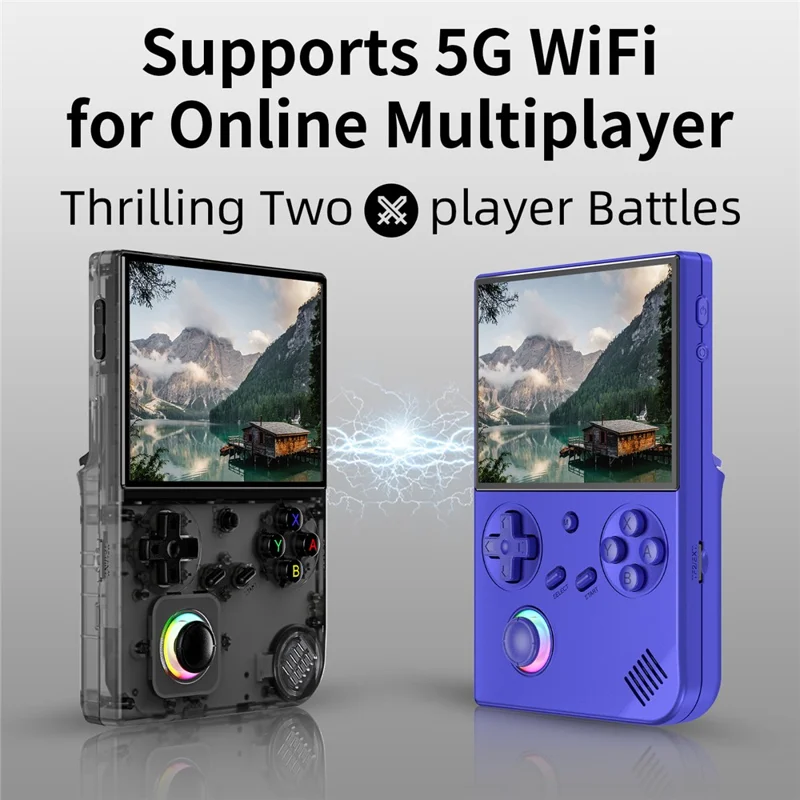 ANBERNIC RG40XXV 4.0-inch IPS Screen WiFi + Bluetooth Retro Video Game Console, with 128G TF Card - Transparent Black